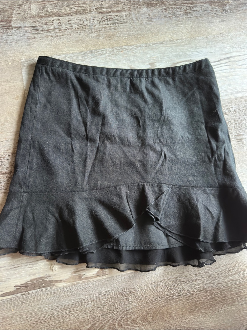 bebe Black Ruffle Hem Skater Skirt